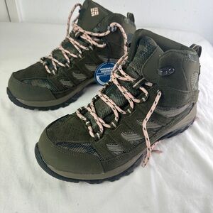 Columbia Crestwood Mid Waterproof Hiking Boot Women’s 8.5 Wide Green Pink no Box
